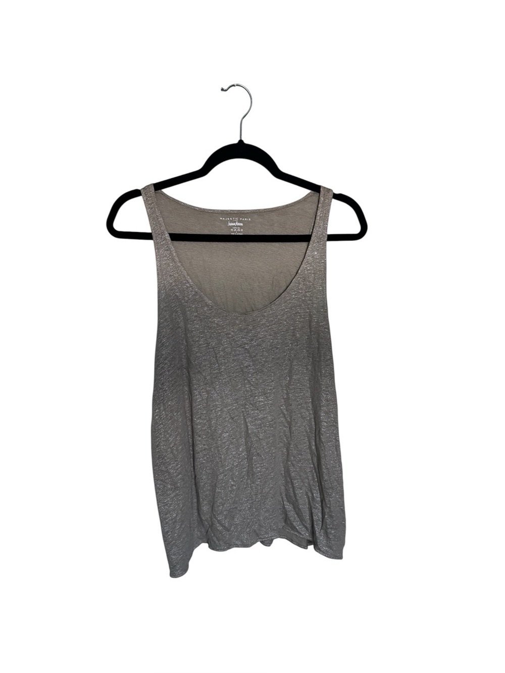 Majestic Filatures Shimmering Tank Top Tan Luxury Linen Euro Summer